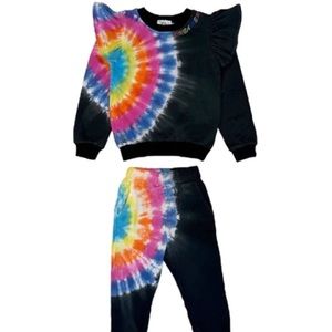 Lola + the Boys Rainbow Tie Dye Ruffle Set